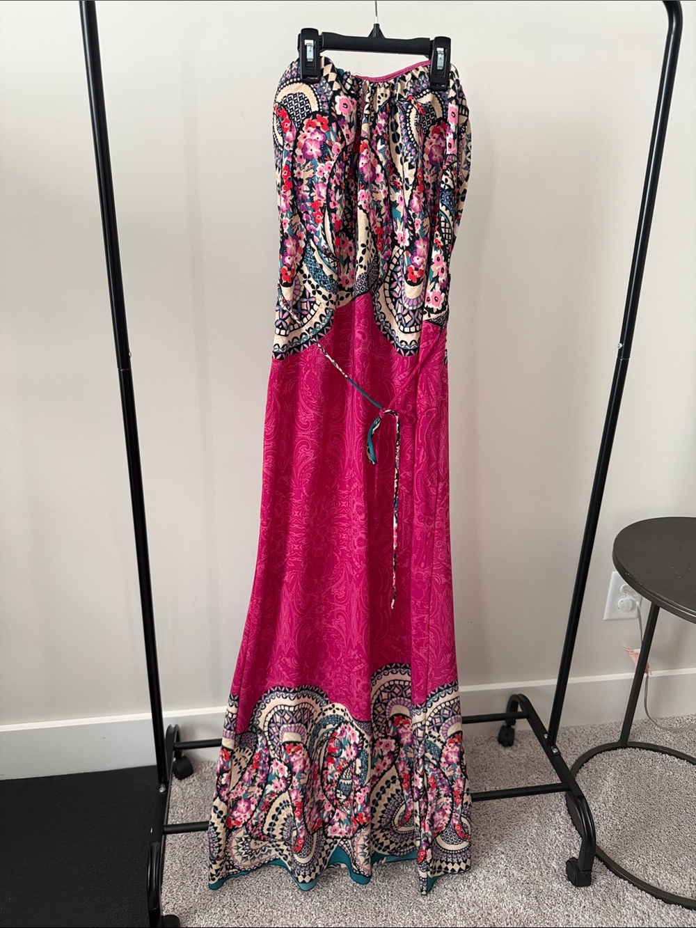 Magenta Floral Paisley Maxi Dress